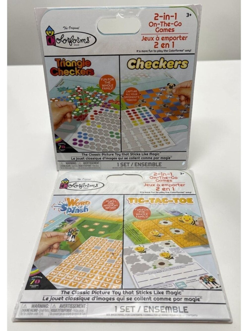 Colorforms On the Go Games Lot Word Splash Tic Tac Toe Triangle Checkers NEW